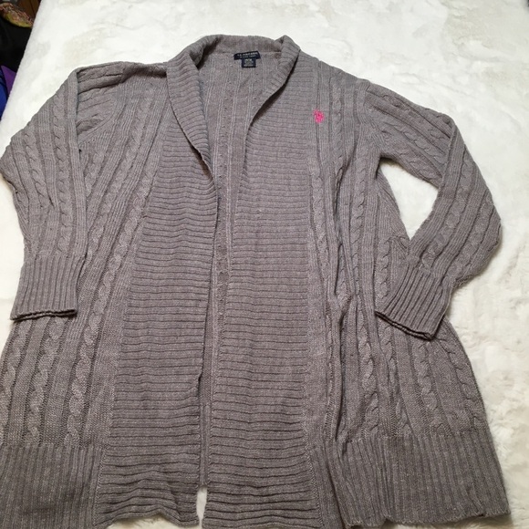 U.S Polo Assn  cable knit sweater cardigan 14/16 - Picture 6 of 7